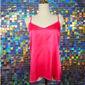 Satin Cami Tank Top Women XL Hot Pink Excellent V-Neck Going Out Top